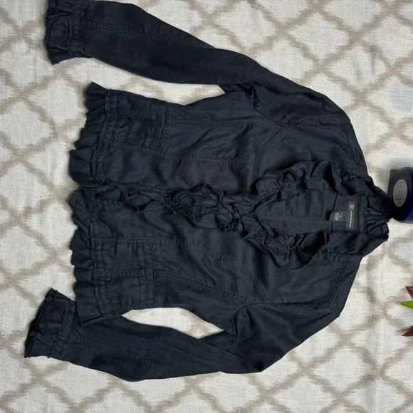 Black cropped linen jacket - Picture 12 of 13